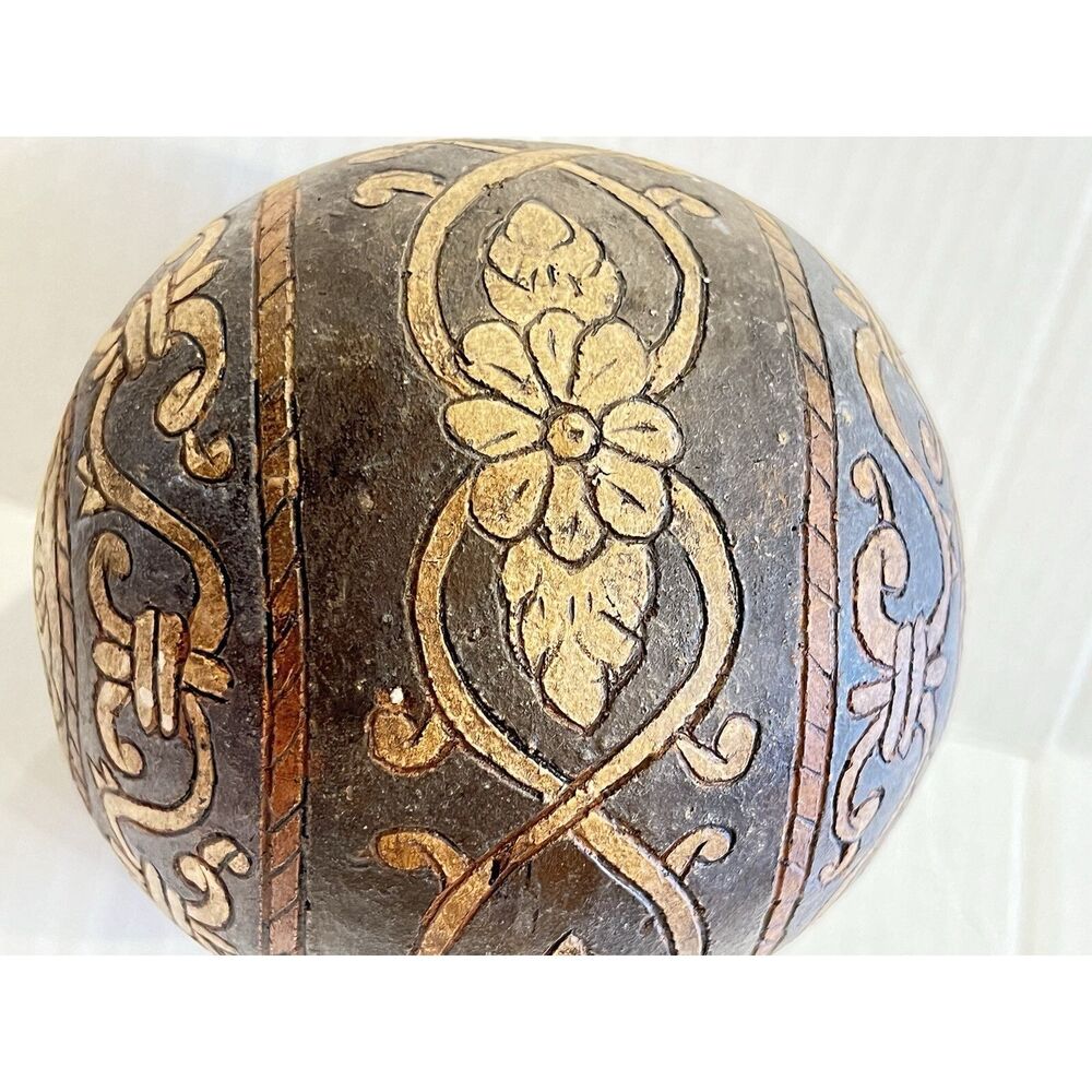 Vintage Antique Ceremonial Decor Pottery Ceramic Ball Asia Middle East 4.5” Dia - Picture 11 of 16